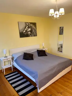 Ein Bett oder Betten in einem Zimmer der Unterkunft Kornkäfer Kleinmockritz