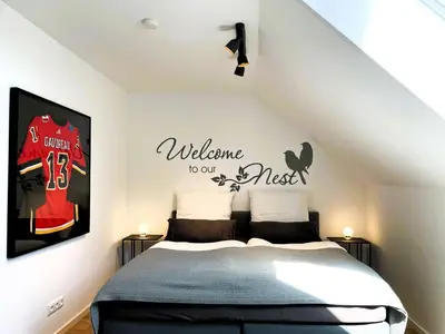 Ein Bett oder Betten in einem Zimmer der Unterkunft Hof Hanau
