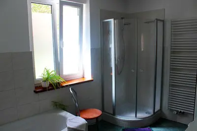 Ein Badezimmer in der Unterkunft Ferienhaus Mühlberg