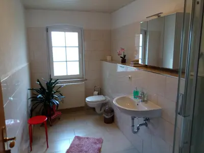 Ein Badezimmer in der Unterkunft Ferienwohnung Falkennest
