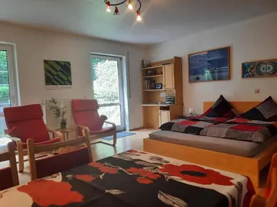 Ein Sitzbereich in der Unterkunft Ferienapartment LeMi