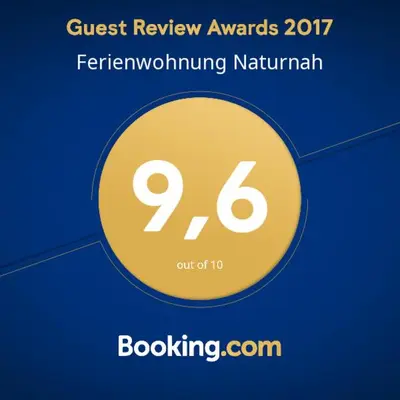 Ein Zertifikat, Auszeichnung, Logo oder anderes Dokument, das in der Unterkunft Ferienwohnung Naturnah ausgestellt ist