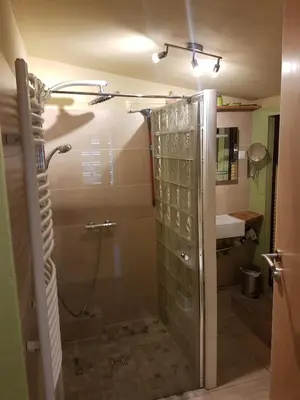 Ein Badezimmer in der Unterkunft Waldhaus St. Egidien