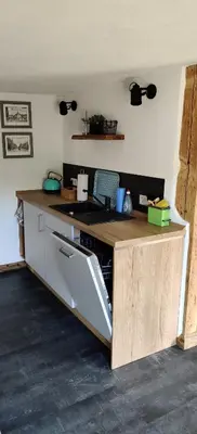 Küche/Küchenzeile in der Unterkunft Ferienwohnung Oberposta