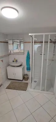 Ein Badezimmer in der Unterkunft Ferienwohnung Oberposta