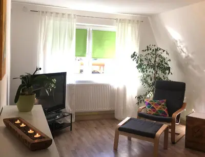 Ein Sitzbereich in der Unterkunft Ferienwohnung Richtermühle