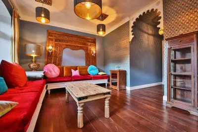 Ein Sitzbereich in der Unterkunft Bio-Hotel Villa Waldfrieden