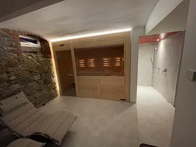 Ein Sitzbereich in der Unterkunft Waldhaus Pulsnitz