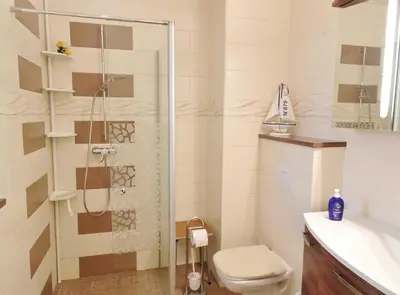Ein Badezimmer in der Unterkunft Ferienwohnung Helbig