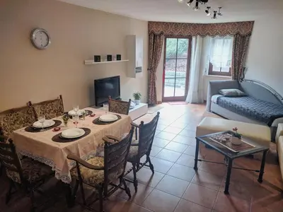 Ein Sitzbereich in der Unterkunft Ferienwohnung mit Terrasse
