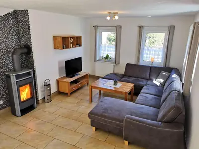 Ein Sitzbereich in der Unterkunft Ferienhaus Papstdorf Sächsische Schweiz 18