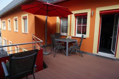 Ein Balkon oder eine Terrasse in der Unterkunft Ferienwohnung Albrecht Sonnendeck