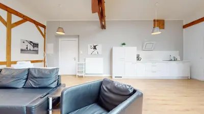 Ein Sitzbereich in der Unterkunft Apartment Senftenberg - 1907