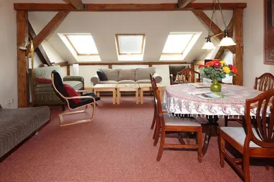 Ein Sitzbereich in der Unterkunft Ferienwohnungen Villa Haniel Sophie