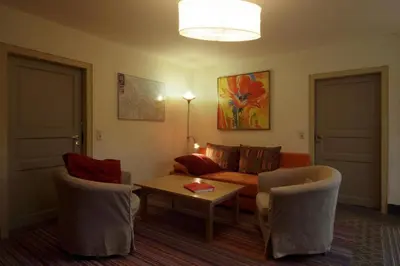 Ein Sitzbereich in der Unterkunft Ferienwohnung Villa Haniel Oskar