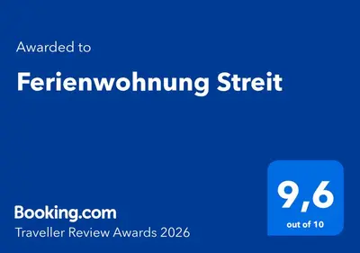 Ein Zertifikat, Auszeichnung, Logo oder anderes Dokument, das in der Unterkunft Ferienwohnung Streit ausgestellt ist