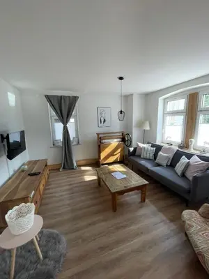 Ein Sitzbereich in der Unterkunft Apartmenthaus Elbblick