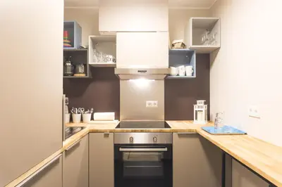 Küche/Küchenzeile in der Unterkunft KUKU Urban & Family Appartement