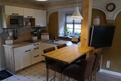 Küche/Küchenzeile in der Unterkunft Ferienwohnung 