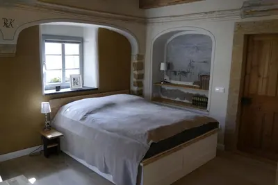 Ein Bett oder Betten in einem Zimmer der Unterkunft Ferienwohnung 