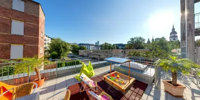 Ein Balkon oder eine Terrasse in der Unterkunft DJH Jugendherberge Chemnitz 