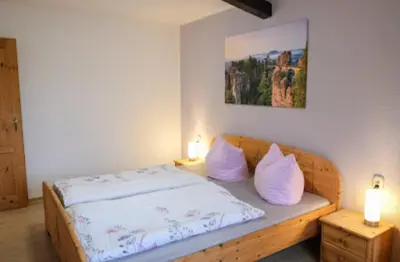 Ein Bett oder Betten in einem Zimmer der Unterkunft Ferienhaus Stiller Fritz