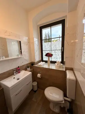 Ein Badezimmer in der Unterkunft Amara.Festsaal.Gasthaus.Pension