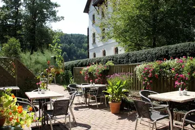 Ein Garten an der Unterkunft Hotel-Garni Elbgarten Bad Schandau