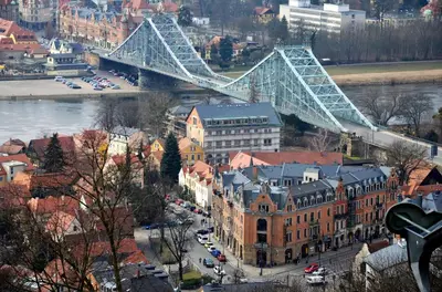 Ein allgemeiner Blick auf Dresden oder ein Stadtblick von der Ferienwohnung aus