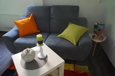 Ein Sitzbereich in der Unterkunft FerienhausTeube