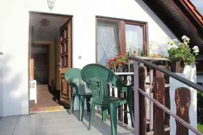 Ein Balkon oder eine Terrasse in der Unterkunft Ferienwohnung Storchennest