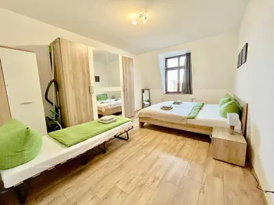 Ein Bett oder Betten in einem Zimmer der Unterkunft Manitius 9, DD-Friedrichstadt (Zentrumsnah)