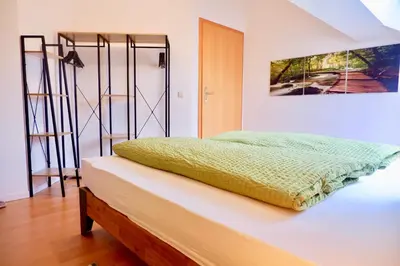 Ein Bett oder Betten in einem Zimmer der Unterkunft Manitius 9, DD-Friedrichstadt (Zentrumsnah)