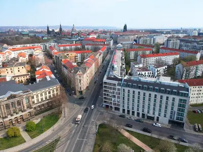 Ein allgemeiner Blick auf Dresden oder ein Stadtblick von des Hotels aus
