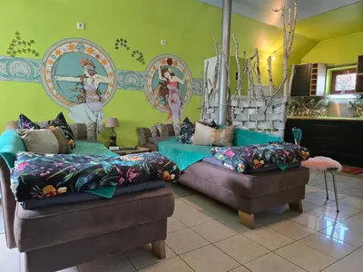 Ein Sitzbereich in der Unterkunft Bett & Bike Romantik / FH Odin