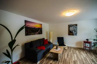 Ein Sitzbereich in der Unterkunft Ferienwohnung an der Habe