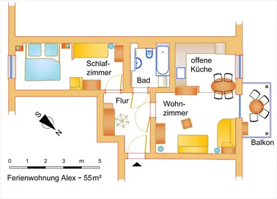 Grundriss der Unterkunft Ferienwohung Alex