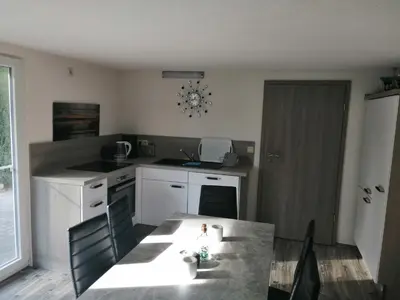 Küche/Küchenzeile in der Unterkunft Ferienhaus Seenland