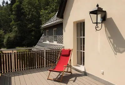 Ein Balkon oder eine Terrasse in der Unterkunft Ferienheim Kuckuckswinkel - Familiensuite Marlene