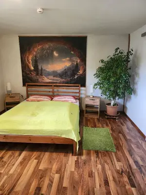 Ein Bett oder Betten in einem Zimmer der Unterkunft Ferienwohnung Am Hausberg in Radebeul