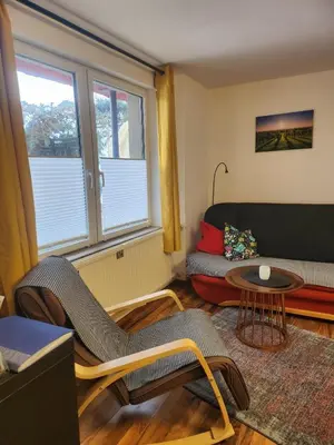 Ein Sitzbereich in der Unterkunft Ferienwohnung Am Hausberg in Radebeul