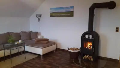 Ein Sitzbereich in der Unterkunft Ferienhof Höhensonne