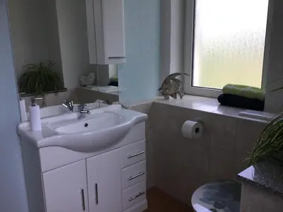 Ein Badezimmer in der Unterkunft Ferienwohnung zum Rabenauer Grund
