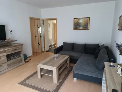 Ein Sitzbereich in der Unterkunft Ferienhaus Ulbricht beim Senftenberger See