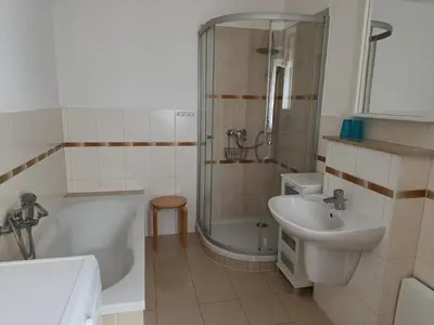 Ein Badezimmer in der Unterkunft Ferienhaus Ulbricht beim Senftenberger See