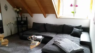 Ein Sitzbereich in der Unterkunft Studio Orchidee