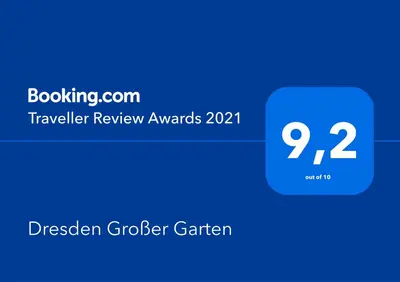 Ein Zertifikat, Auszeichnung, Logo oder anderes Dokument, das in der Unterkunft Dresden Großer Garten ausgestellt ist