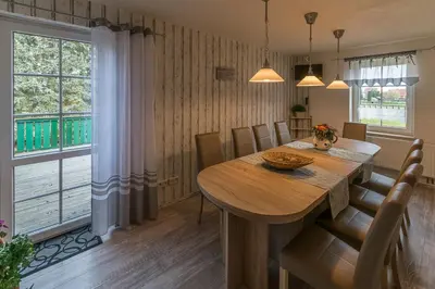 Ein Sitzbereich in der Unterkunft Landhaus Rundblick im Elbsandsteingebirge bei Bad Schandau
