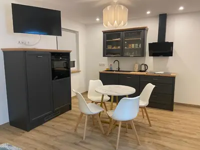 Küche/Küchenzeile in der Unterkunft Seeblick Apartments Mühlau