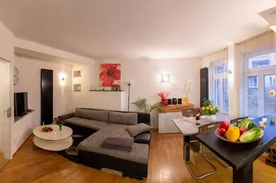 Ein Sitzbereich in der Unterkunft Apartment 1, Rothenburger Straße